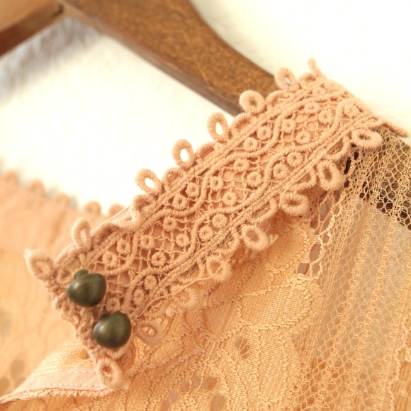 NWT Xhilaration Babydoll Top Lace Peach Boho - Picture 6 of 7